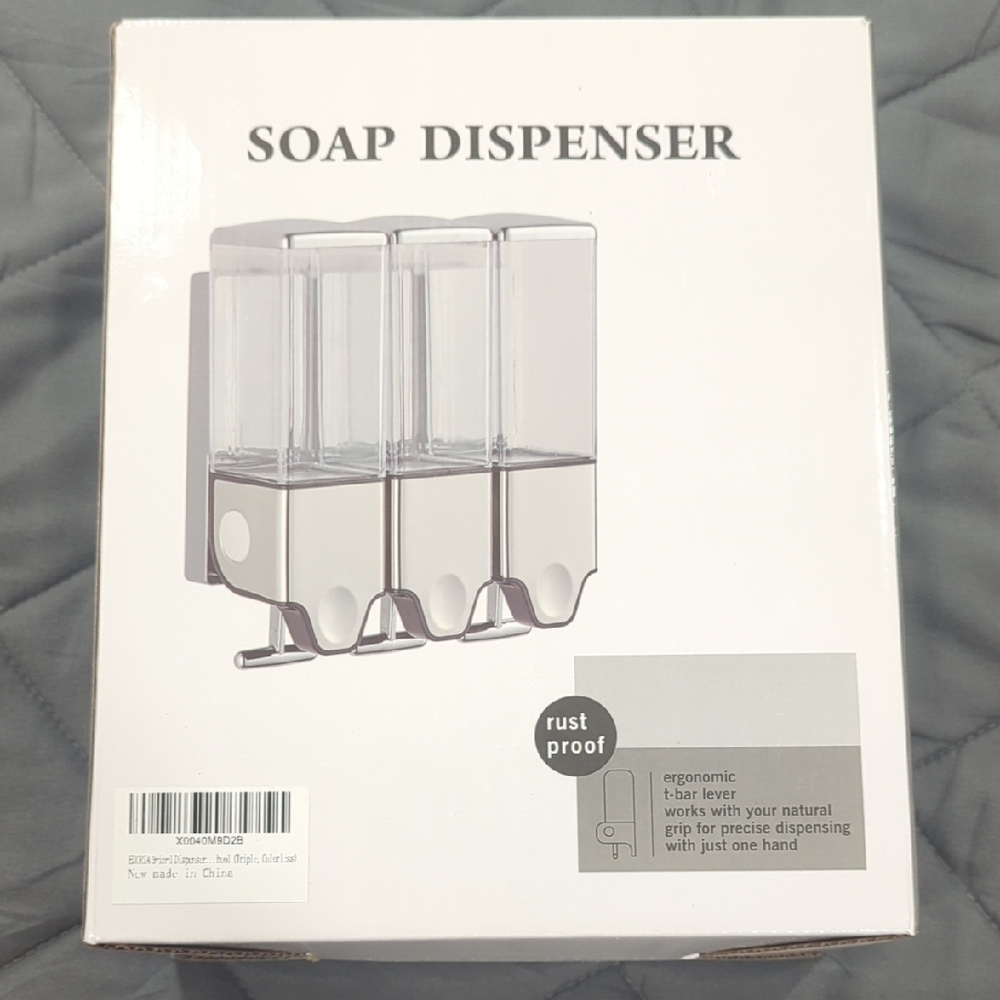 Triple Soap Dispenser - Silver with Clear Soap Containers